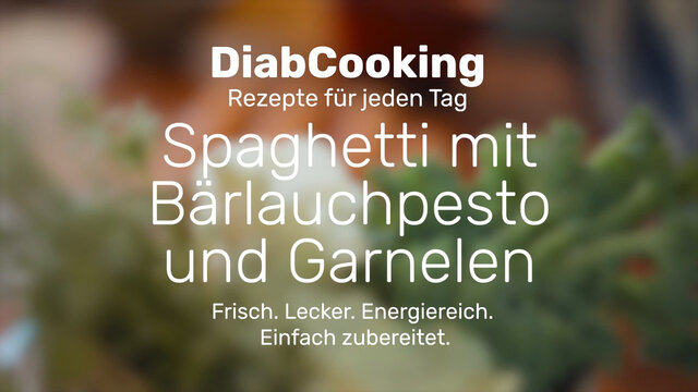 Read more about the article DiabCooking – Spaghetti mit Bärlauchpesto und Garnelen